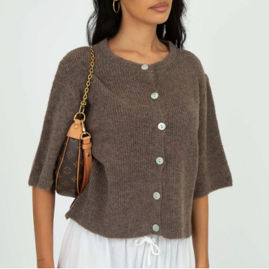 Short-Sleeve Knit Cardigan