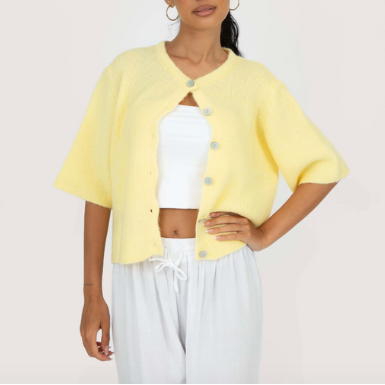 Short-Sleeve Knit Cardigan