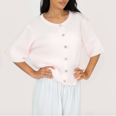 Short-Sleeve Knit Cardigan