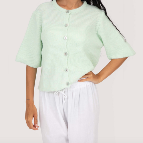 Short-Sleeve Knit Cardigan