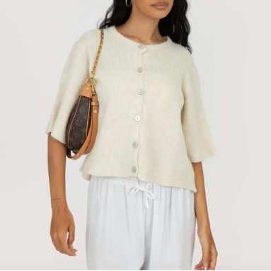 Short-Sleeve Knit Cardigan