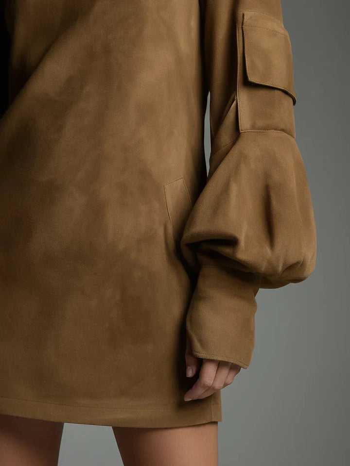 High-Neck Suede Mini