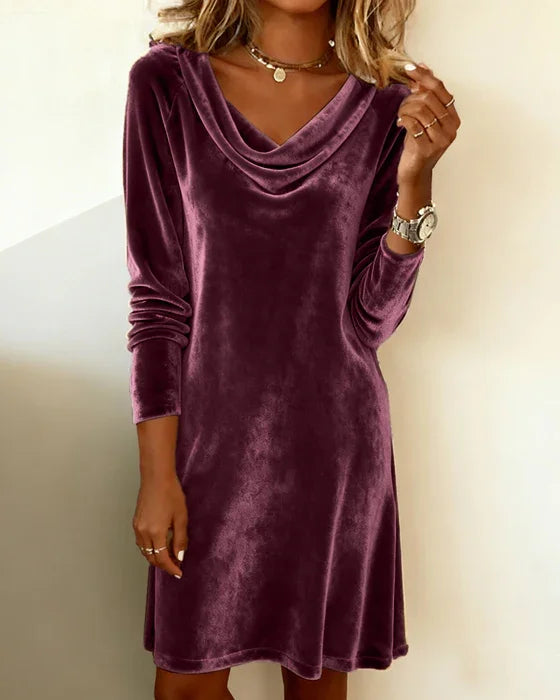 Crimson Whisper Velvet Dress